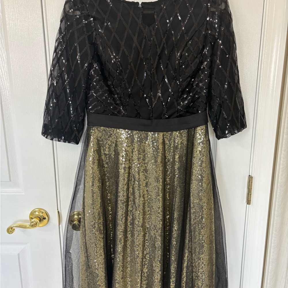 Black and Gold Sequin Dress